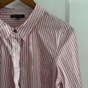 Universal Standard Elbe Popover Stretch Poplin Shirt Pink/White XS (10-12)